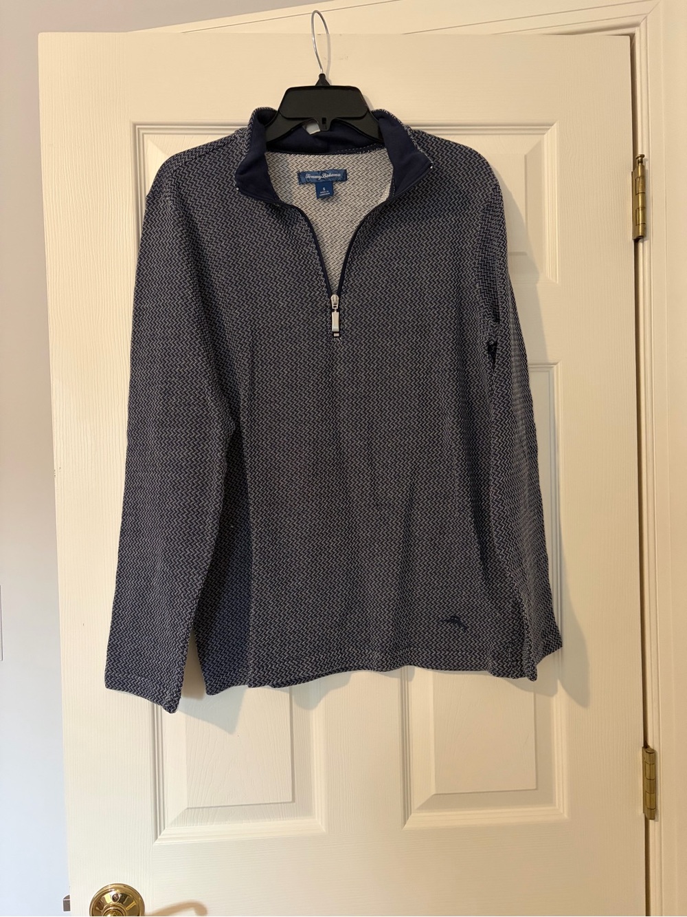 Tommy Bahama Men's Navy Textured Quarter-Zip Pullover